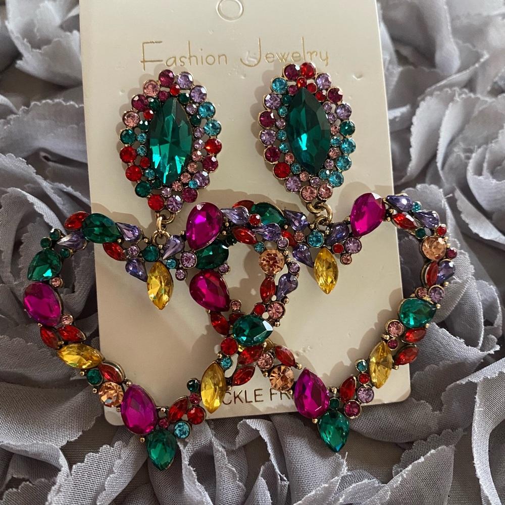 Heart Shaped Crystal Earrings
